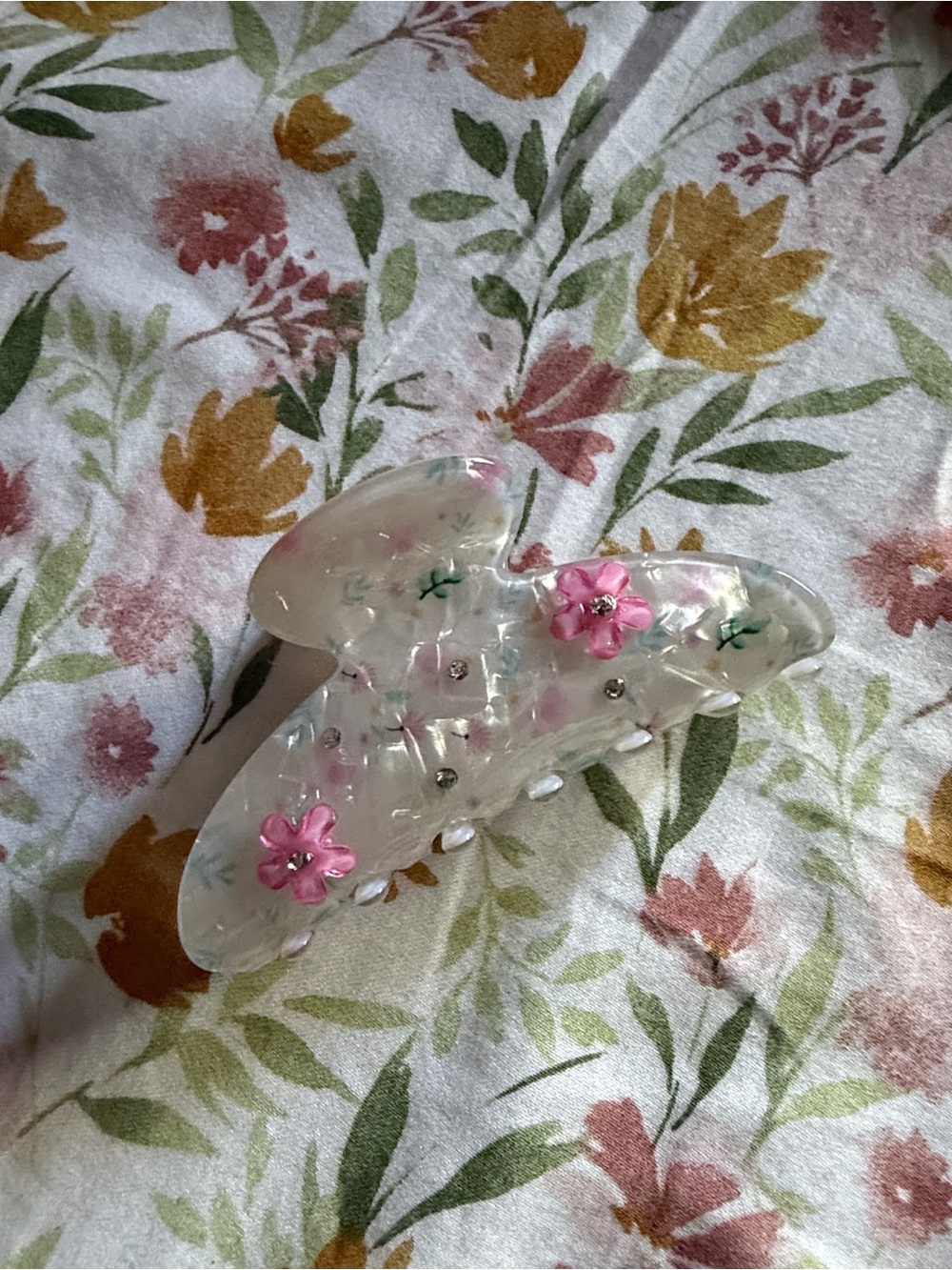 Target Clear Floral Hair Claw with Pink Flowers